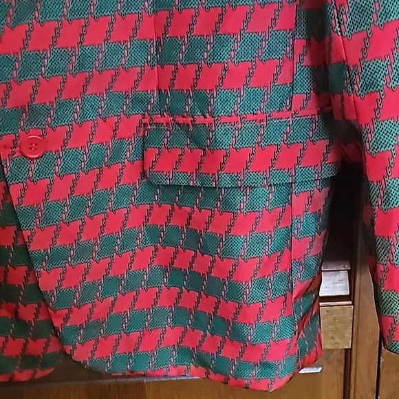 NWOT Christmas Blazer Dec. 25th ugly X-Mas jacket men XL red and green lined - Picture 4 of 12